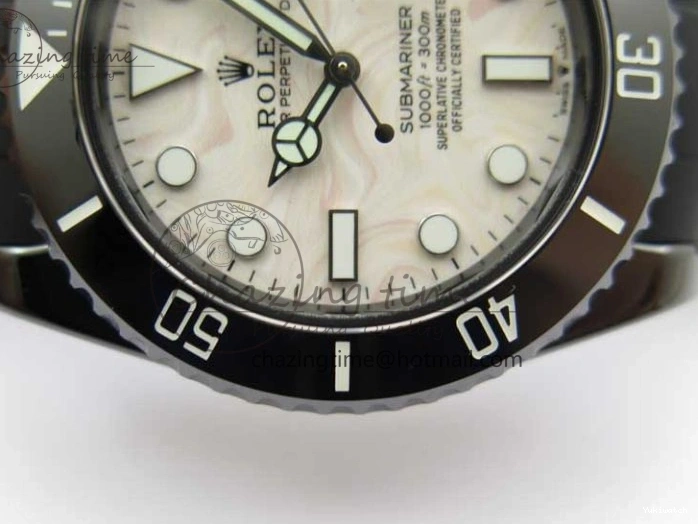 5GF Black Black Best SA3135 Cream Ceramic Dial Submariner on 40mm Strap Rubber Edition 1224